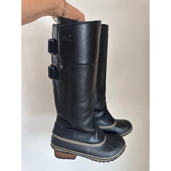 Sorel Women's Slimpack Riding Tall II Waterproof Boots in Black, Size 6.5 - Picture 1 of 7